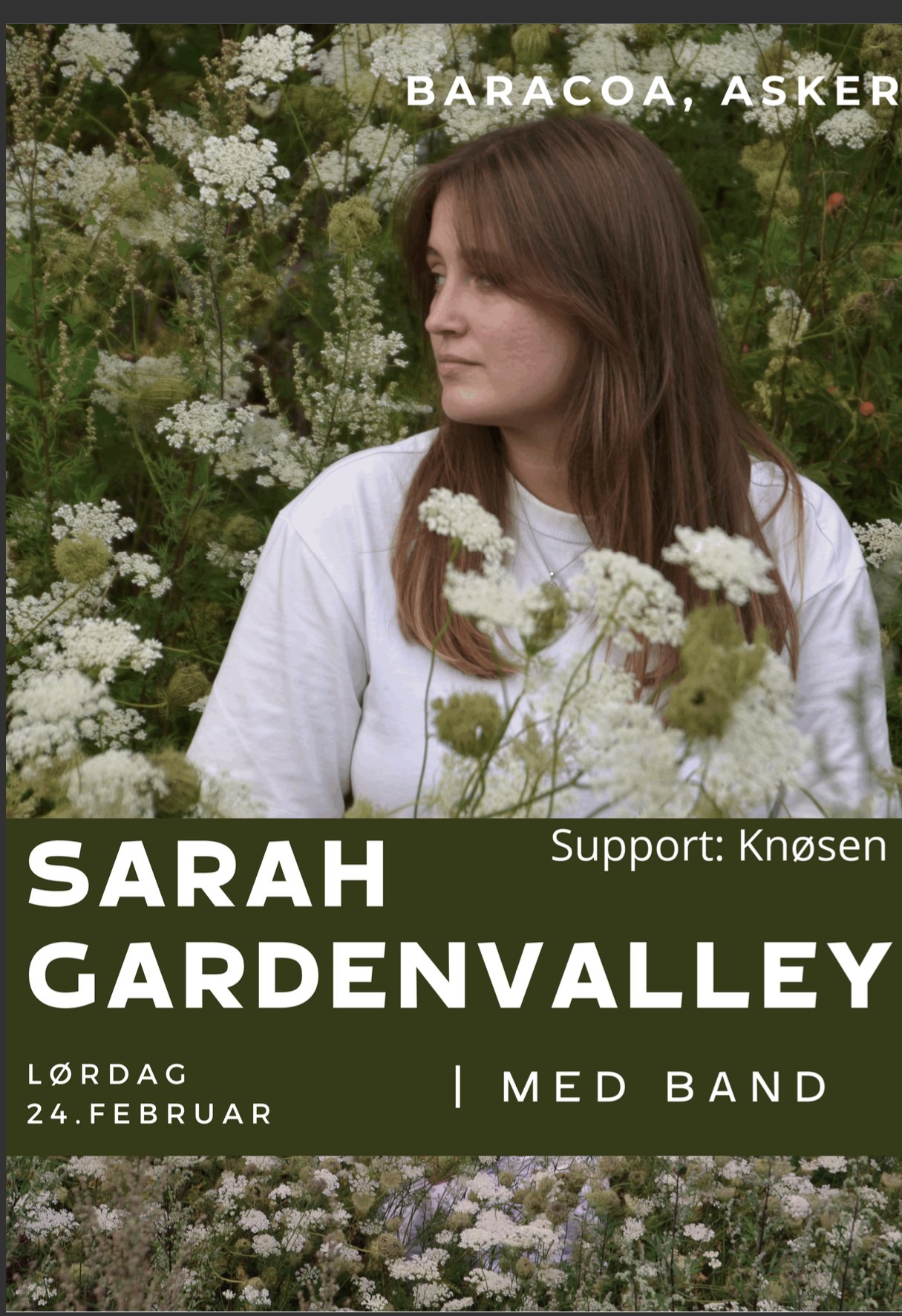 Sarah Gardenvally med band + Support: Knøsen